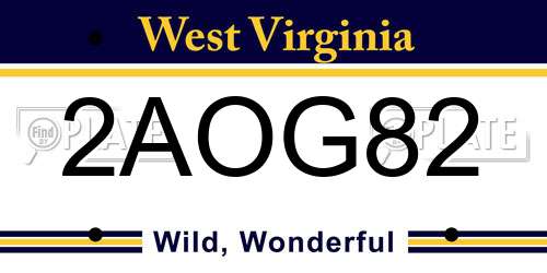 2AOG82 West Virginia License Plate