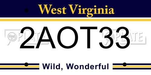2AOT33 West Virginia License Plate