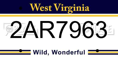 2AR7963 West Virginia License Plate