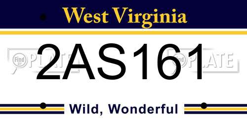 2AS161 West Virginia License Plate
