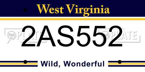 2AS552 West Virginia License Plate
