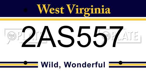 2AS557 West Virginia License Plate