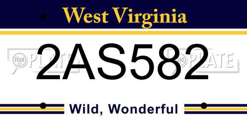 2AS582 West Virginia License Plate