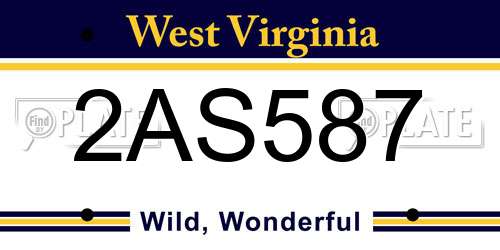 2AS587 West Virginia License Plate