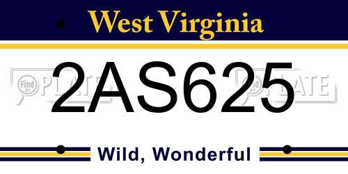 2AS625 West Virginia License Plate