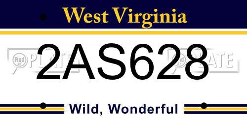2AS628 West Virginia License Plate