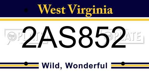 2AS852 West Virginia License Plate