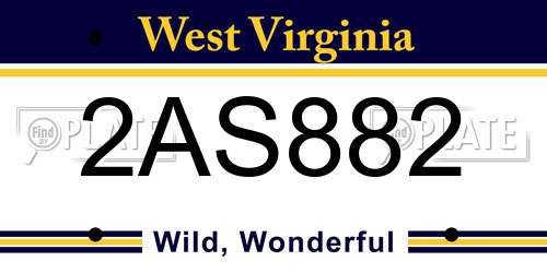 2AS882 West Virginia License Plate