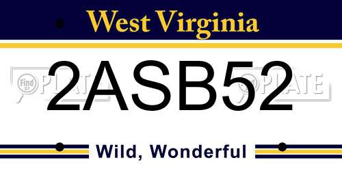 2ASB52 West Virginia License Plate