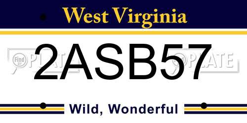 2ASB57 West Virginia License Plate