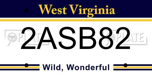 2ASB82 West Virginia License Plate