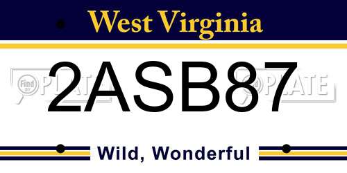 2ASB87 West Virginia License Plate