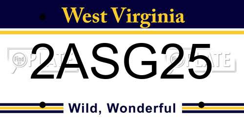 2ASG25 West Virginia License Plate