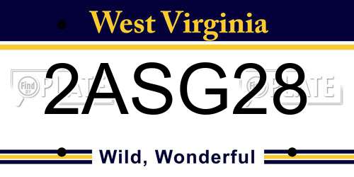 2ASG28 West Virginia License Plate