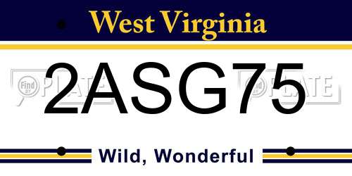 2ASG75 West Virginia License Plate