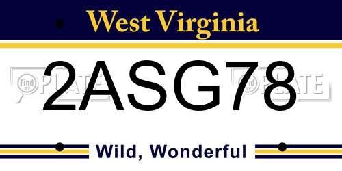2ASG78 West Virginia License Plate