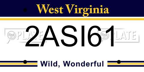 2ASI61 West Virginia License Plate