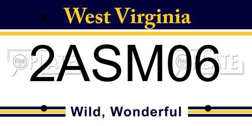 2ASM06 West Virginia License Plate