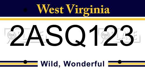 2ASQ123 West Virginia License Plate
