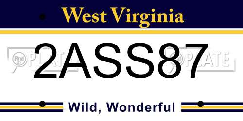 2ASS87 West Virginia License Plate