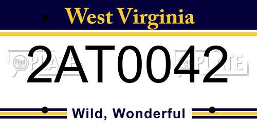 2AT0042 West Virginia License Plate