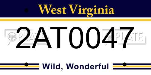2AT0047 West Virginia License Plate