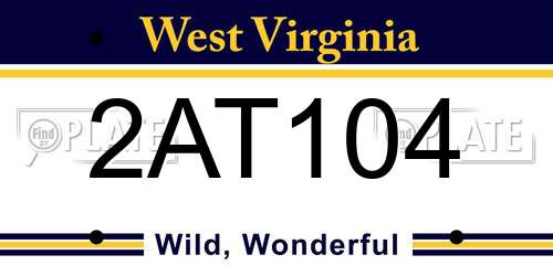 2AT104 West Virginia License Plate