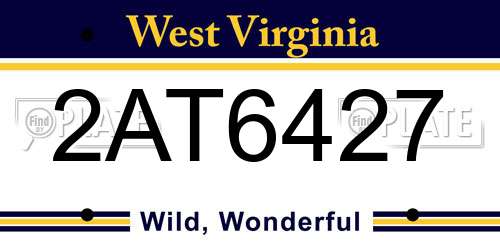 2AT6427 West Virginia License Plate