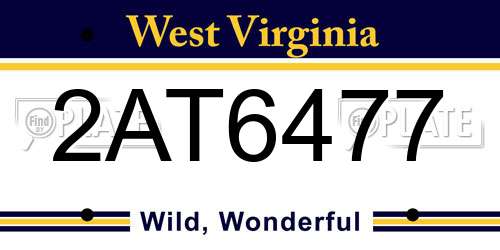 2AT6477 West Virginia License Plate