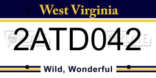 2ATD042 West Virginia License Plate