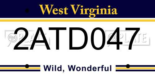 2ATD047 West Virginia License Plate