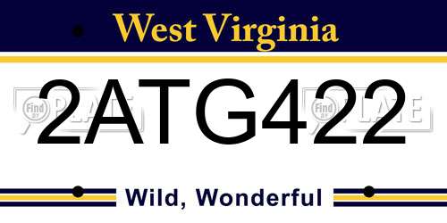 2ATG422 West Virginia License Plate
