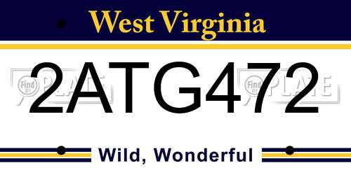 2ATG472 West Virginia License Plate