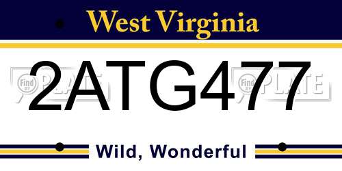 2ATG477 West Virginia License Plate