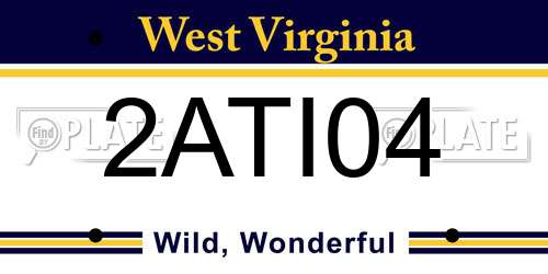 2ATI04 West Virginia License Plate
