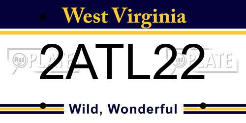 2ATL22 West Virginia License Plate
