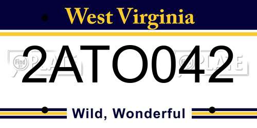 2ATO042 West Virginia License Plate