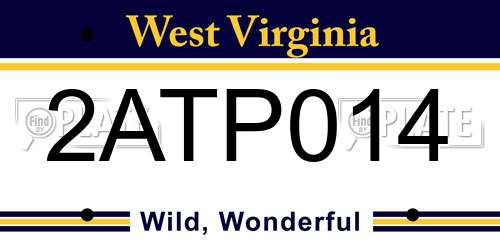 2ATP014 West Virginia License Plate