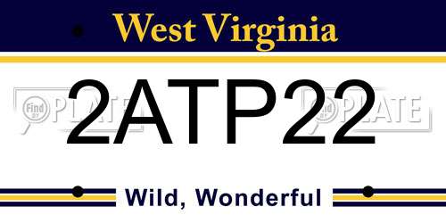 2ATP22 West Virginia License Plate