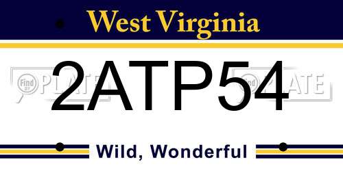2ATP54 West Virginia License Plate