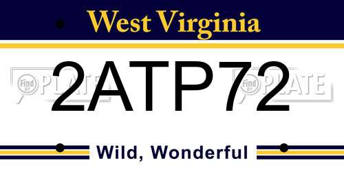 2ATP72 West Virginia License Plate