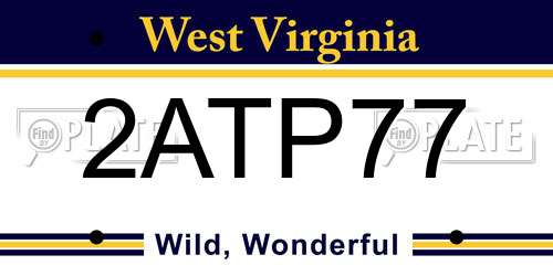 2ATP77 West Virginia License Plate