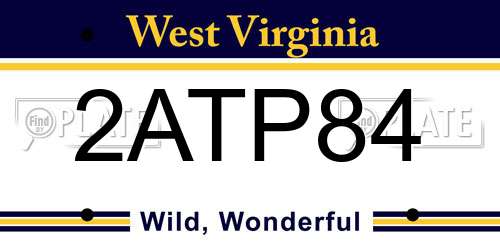2ATP84 West Virginia License Plate
