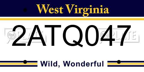 2ATQ047 West Virginia License Plate