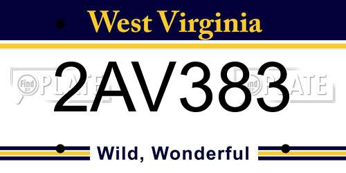 2AV383 West Virginia License Plate