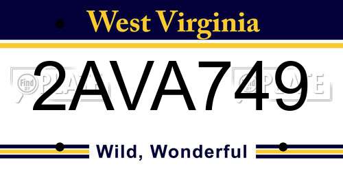 2AVA749 West Virginia License Plate