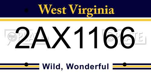 2AX1166 West Virginia License Plate