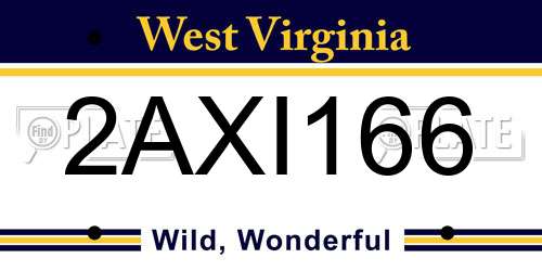 2AXI166 West Virginia License Plate