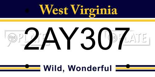 2AY307 West Virginia License Plate