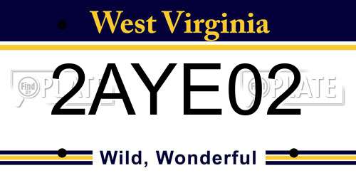 2AYE02 West Virginia License Plate